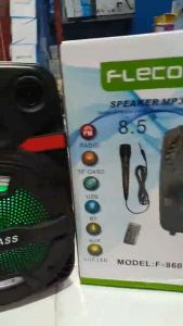 Speaker Bluetooth Fleco F 8608LED Super Bass 85 INCH ( BONUS MIC + REMOTE ) Speaker Portabel Karaoke Super Bass / Speaker Karaoke