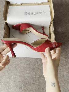 Guốc cao gót nữ 8cm đỏ đô Emi & Rose - LILY HEELED MULES red