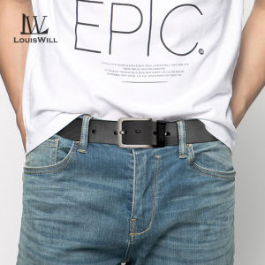 LouisWill Men Belt Smooth Second-layer Cowhide belt Fashion Retro Belt Adjustable Belt Business Leisure Belt Simple Casual Needle Buckle Wear-resistance Simple Nice Waistband