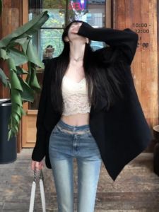 Áo khoác len CHANGTONG dệt kim cổ v dáng dài phong cách pháp mùa xuân