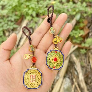 已开光 招财 珐琅十二生肖汽车钥匙扣挂件古法龙虎猴猪四方来财钥匙挂饰礼物 Enamel Zodiac Car Keychain Pendant for Attracting Wealth Ancient-style Dragon Tiger Monkey and Pig Key Pendant for Wealth From All Directions Gift