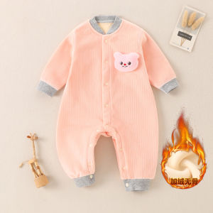 Autumn Winter Baby Romper Suit Fleece Lined Newborn Sleepwear No Tag Warmth One Piece Clothes for 0-1 Years Old Babies Cute