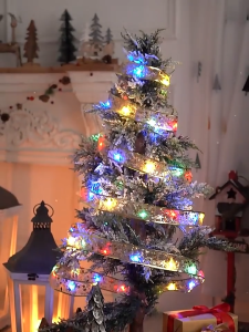 Christmas Ribbon Fairy Light Party Christmas Tree Ornaments Gift Decor LED Ribbon Lamp Xmas String Lights (Battery Powered)