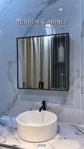 GLOREX (60x60) Bathroom Cabinet with Full Mirror Door Large Storage Kabinet Cermin Tempat Simpanan Besar Ikea Modern