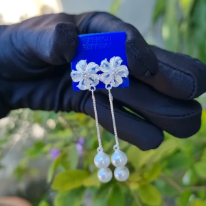 Bông tai bạc tua 2 sợi chất liệu bằng bạc s925 MS07d