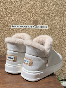 Thick Sole Non Slip Couple Fashion Outwear Warm with Velvet Thick Snow Boots Minimalist Easiest for Match Internet Celebrity Cotton-Padded Shoes Men and Women Winter