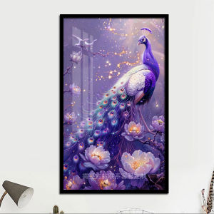 Peacock Diamond Painting Purple Peony Flower Wealth And Prosperity Rhinestone Cross Stitch Living Room Bedroom New 2024