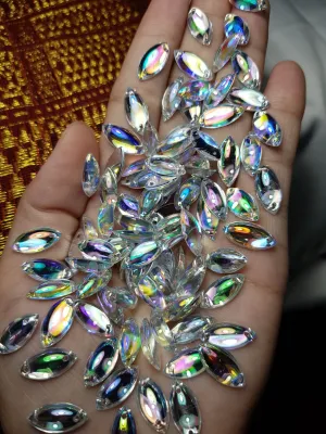DIAMOND kristal 7x15mm sampan pelangi isi 100bji dan 50bji payet sampan/ perahu