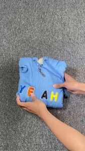 Sweater Hoodie Zipper Fashion Kids Anak Laki Laki & Perempuan Motif Bordir Topi Berbulu Domba