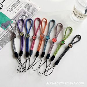 Creative Ethnic Style Short Nylon Woven Mobile Phone Lanyard Adjustable Anti-Fall Wrist Strap Keychain USB Flash Drive Pendant Trendy Womens Model