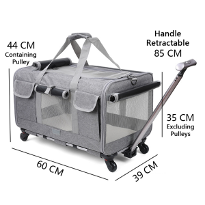 Outgoing Pet Carrier Portable Cats Dogs Travel Bag With Pull Rod Foldable Puppy Case Breathable Crossbody Pet Bag 17482