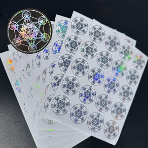 200 Pcs Metatrons Cube Holographic Stickers – Sacred Geometry Design Spiritual Decoration Labels for Scrapbooking Journals.