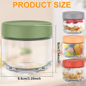 4Pcs Overnight Oats Jar Clear Glass Storage Jar with Sealed Lids Leakproof Fruit Yogurt Storage Containers Food Storage Tank