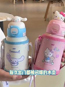 ali Cốc Giữ Nhiệt Trẻ Em Sanrio Dành Cho Bé Gái Đi Học  316 Cốc Nước Inox Cốc Ống Hút Đeo Chéo Học Sinh Tiểu Học