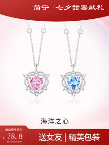 Ocean Heart Necklace Womens Luxury New Chinese Style Small Audience High-End Sense Clavicle Chain Qixi Gift for Girlfriend Gift