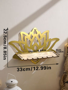 1pc Gold Lotus Shape Acrylic Wall Decor Shelf Floating Wall Shelf,Modern Minimalist Hanging Storage Rack Home Decoration Gift