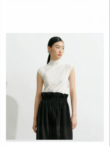 Autumn Semi-High Collar Fitting Seamless Womens Knit Top