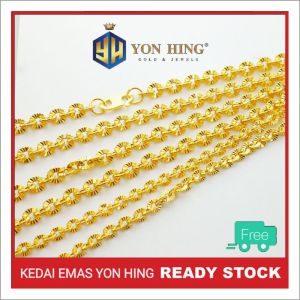 Rantai Leher P olo Laser Cut Kosong Emas 916 Yon Hing