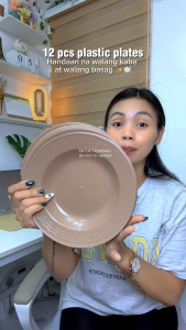 12PCS Simple Plastic Plate Dinner Plate Round Plate Reusable Plastic Round Plate Picnic Plate#1223