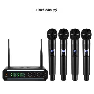 Hệ Thống Micro Không Dây 4 Kênh Đèn RGB UHF Giảm Tiếng Ồn Karaoke Sân Khấu Tiệc Cầm Tay Micro Năng Động Với Núm Điều Chỉnh Âm Lượng Độc Lập