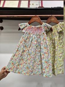 Floral Summer Dress for 1 2 3 4 5 6 Years Girls Smocking Design with Flying Sleeve Baby Toddler Daily Cute Clothes