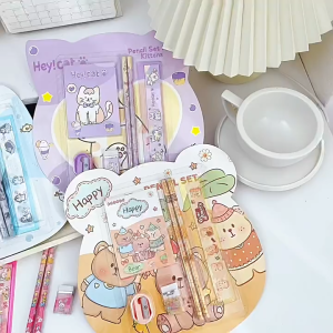 6 in 1 Kids Stationery Set Cartoon Pencil Set for School Kids School Stationery Set/Gift Birthday