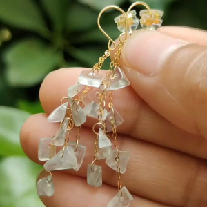 "Golden Equilibrium" 18K Ice Jade Earrings (Sku: 18k12)