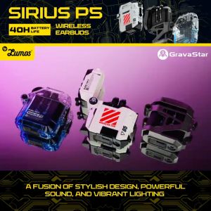 Gravastar SIRIUS P5 Wireless Bluetooth VER 5.2 Wireless Earbuds 40H Battery Life IPX4 Water Resistant 4 Color RGB &  Earbuds Case