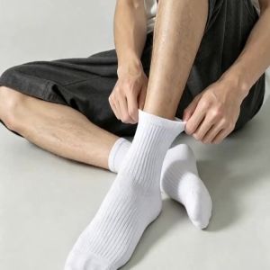 Veidoorn | VEIDOORN 4 Pairs Men Women Combed Cotton Crew Socks Breathable Soft Low Cut Socks Solid Color Daily Casual Socks Set