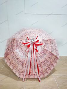 ร่มรับปริญญา100ใบ/ร่มใสใส่ธนบัตร/ พร้อมริบบิ้นฟรีสีแดงขาว❤️🤍ใส่ธนบัตรชนิดแบงค์20-1000บาท