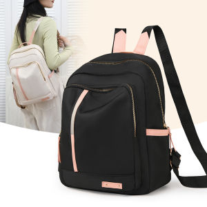 Womens backpack large capacity adjustable shoulder straps zipper closure casual university style school backpack