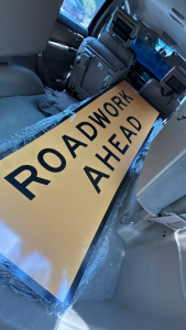 DPWH "ROADWORK AHEAD" Heavy Duty SIGNAGE 180cm x 60cm x 0.5cm ACP Standard for Road Construction Contractors