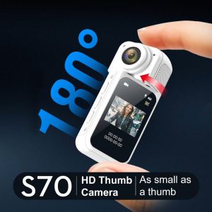 S70 Thumb Motion Camera 2.7KLightweight 1.26oz POV Camera with Magnetic LanyardPortable Body Camera with 1.47" IPS Screen180° Rotating LensWearable Pocket Camera Scalable memory 128GB