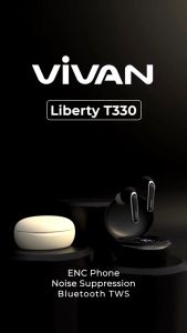 Handsfree Bluetooth TWS VIVAN Liberty T330 Dual ENC IPX5 LED Display
