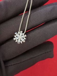 Diamcity (Free Gra Certificate) Platinum Moissanite Penuh Berlian Snowflake Kalung Liontin