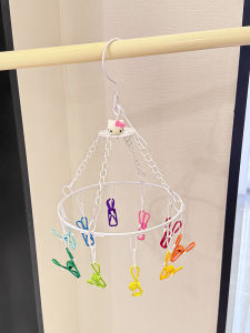 Adorable Multi-Function Clothes Drying Rack for Home Balcony Windproof Socks Underwear Storage Clips Cartoon Design