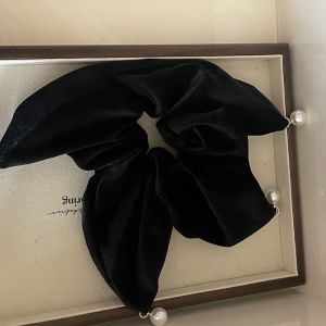 Korean Velvet Hair Strap Square Pearl Hair Scrunchie Extra Large Elastic Hair Strap Womens Girl Headwear Hair Accessories