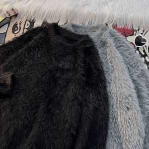 Loose Fit round Neck Mink Velvet Mens Knitwear Pure Color Casual Style Autumn Top Fashionable Vintage Lazy Brand