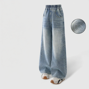 JEANSWEST SPORT | Quần Jeans Dáng Thẳng Đùi Rộng Cho Bé Gái
