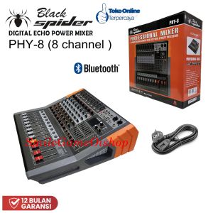Power Mixer Audio Black Spider PHY-8 New Mixer Power 8 Channel Model Baru