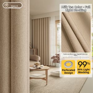 WEILAISHI | Elegant Traditional Modern Cotton Linen Curtains Brown Blackout Bedroom Living Room