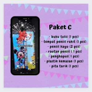 Kinovsyashop - Dapat 10 Pcs BINGKISAN PAKET ULANG TAHUN (ULTAH)/ SOUVENIR ULTAH ALAT TULIS/HADIAH LOMBA/STATIONERY SET/PAKET ALAT TULIS