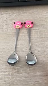 ช้อนตัวการ์ตูนซิลิโคนหัวใหญ่ สแตนเลสซูปช้อนจับยาง รูปแบบการ์ตูนน่ารัก