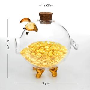 Pig Shaped Gold Storage Glass Bottle