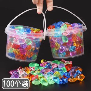 Colorful Acrylic Gem Diamond Crystal Toys for Girls Princess Treasure Box Beads Playhouse Simulation Play Toys for Children