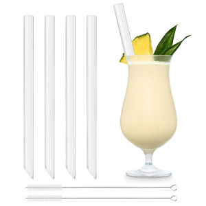 Reusable High Borosilicate Glass Straws Straight Drinking Straw Boba Bubble Tea Milk Smoothies Fruit Cocktails Bar Accessories