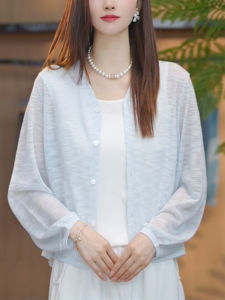 Shalldoer | Breathable Thin Knitted Sun Protection Clothing Pure Color Simple Design Loose Womens Cardigan Summer Casual Top
