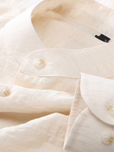 Spring Lightweight Cotton Linen Stand Collar Long Sleeve Slim Fit Casual Business Shirt Mens Fashion Urban Style Dress Shirt