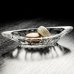Crystal Glass Banana Fruit Dessert Plate Mini Jar Pudding Boat Dish Elliptical Tray Fruit Serving Plate Luxury Style Pure Color