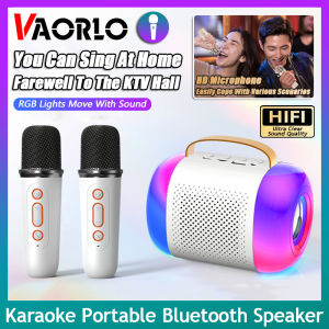 VAORLO Y5 Home Karaoke Machine RGB Lights Move With Sound Portable Bluetooth 5.3 PA Speaker System With 1-2 Wireless Microphones Home Family Singing For Kid